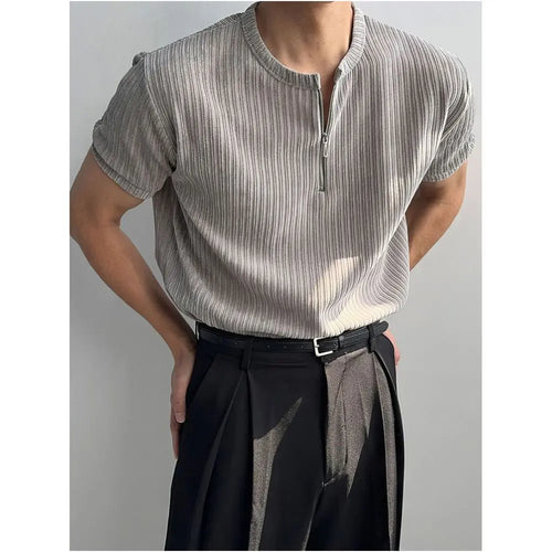 HALF ZIP KNITTED SHORT SLEEVE TOP image 4