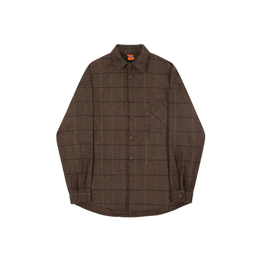 MRCYC winter thick woolen plaid shirt men s casual loose Korean woolen long sleeved shirt warm jacket image 5