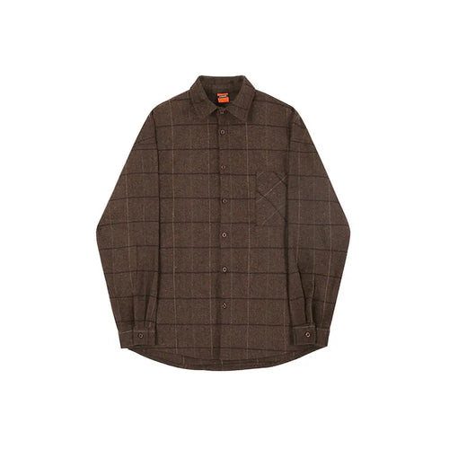 MRCYC winter thick woolen plaid shirt men s casual loose Korean woolen long sleeved shirt warm jacket image 5