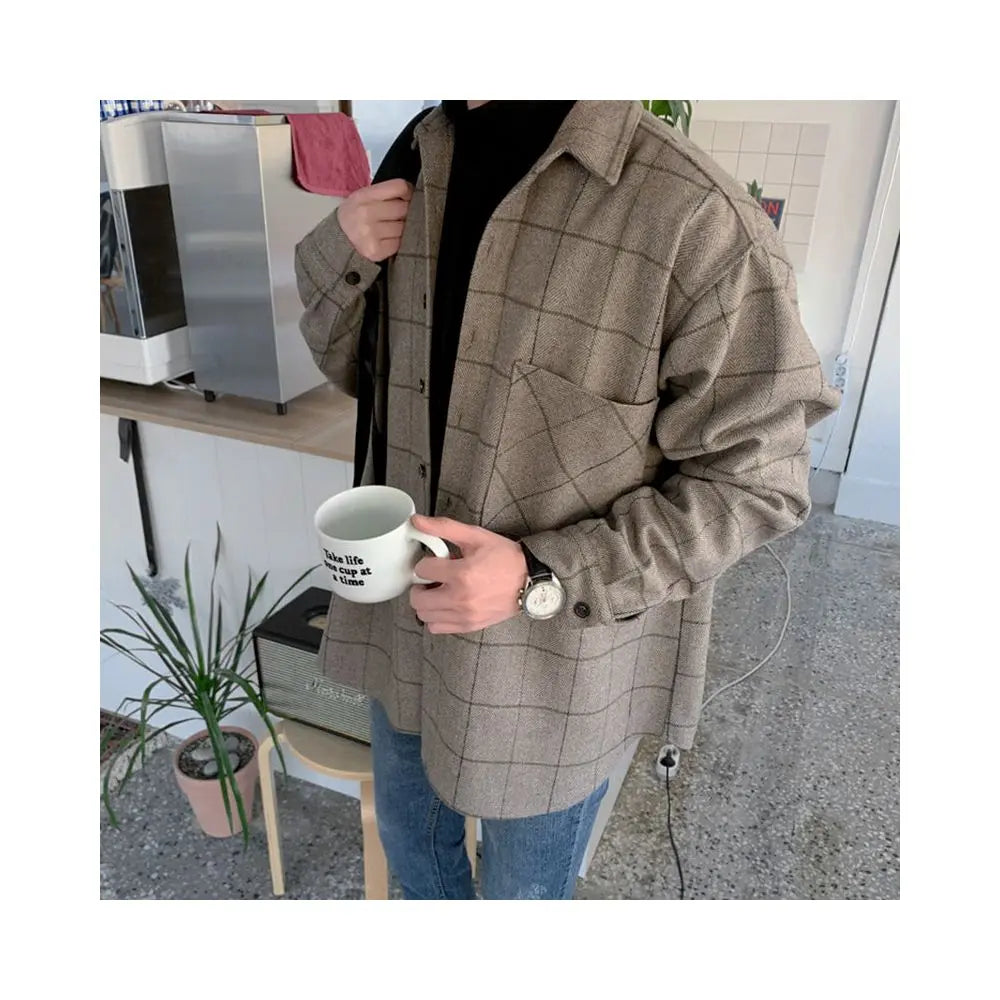 EXTRA-THICK PLAID WOOL-BLEND SHIRT JACKET URBANCLANS