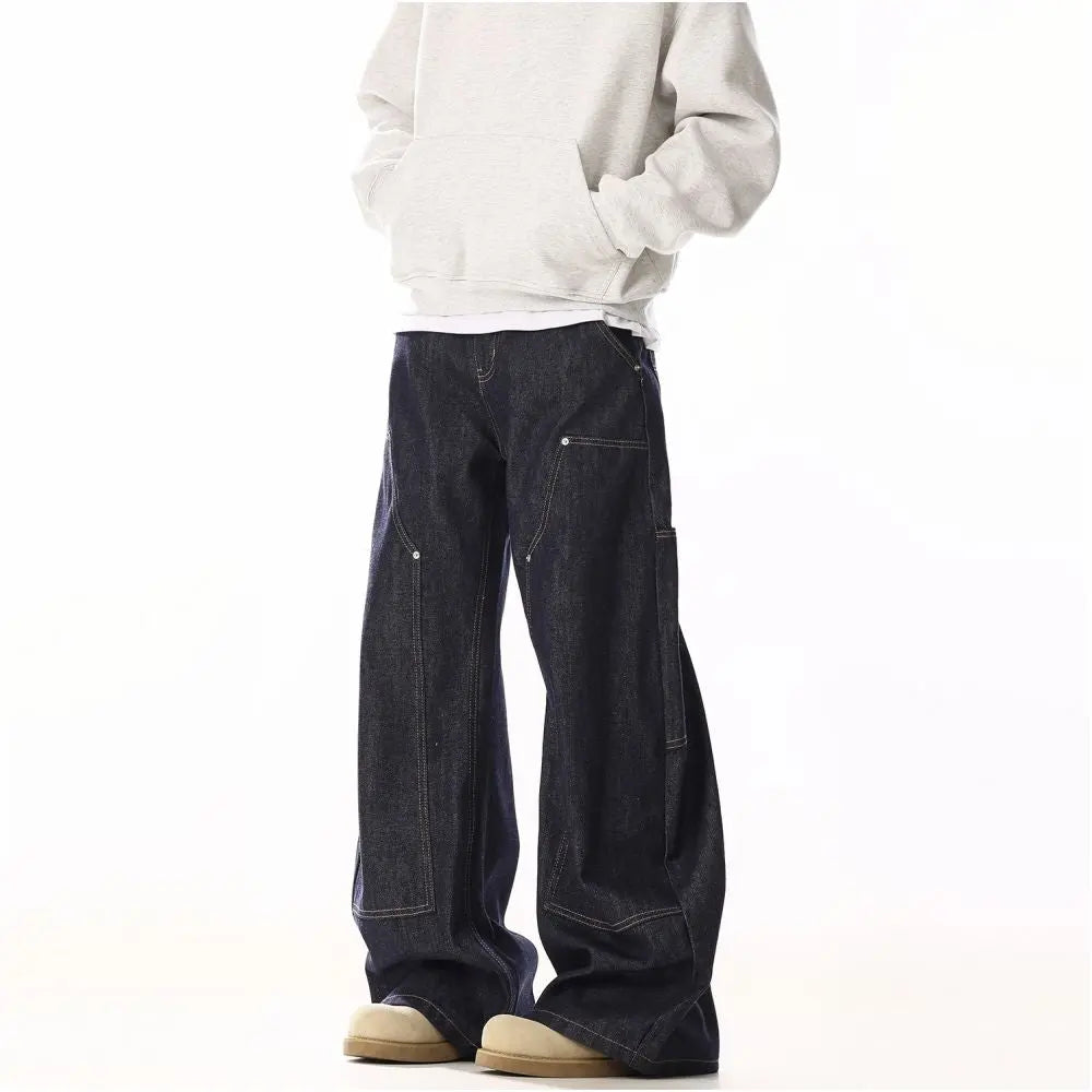 INDIGO PANELED WIDE LEG DENIM image 2