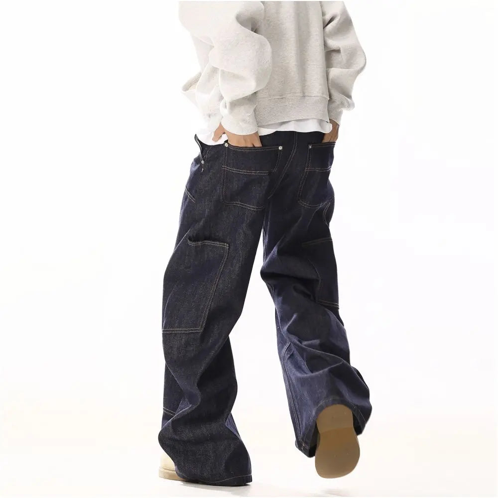INDIGO PANELED WIDE LEG DENIM image 3
