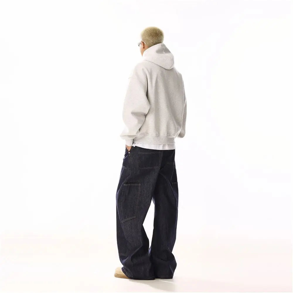 INDIGO PANELED WIDE LEG DENIM image 5