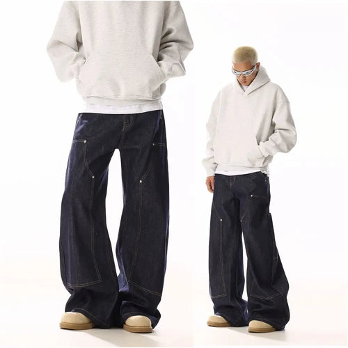 INDIGO PANELED WIDE LEG DENIM URBANCLANS
