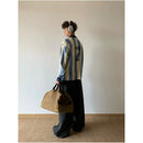 Color block Striped Sweater with Lettering image 5