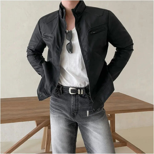 CROPPED BIKER LEATHER JACKET image 1