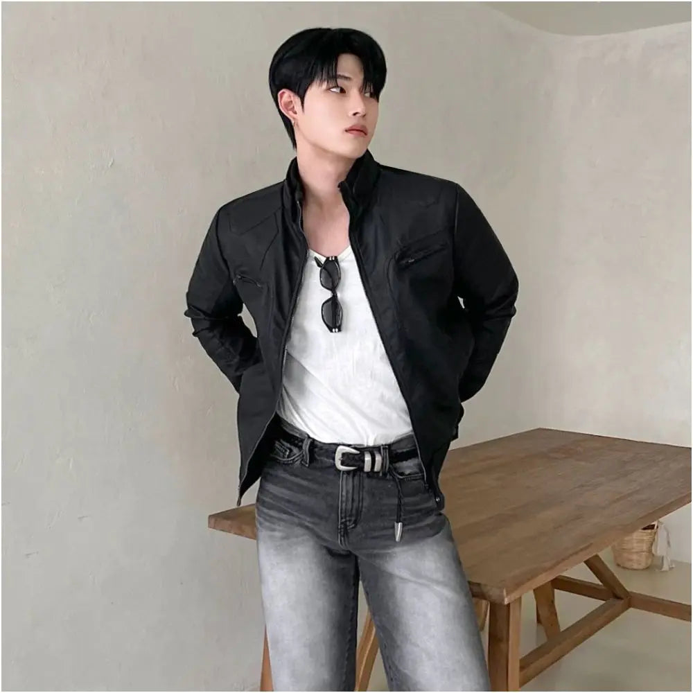 CROPPED BIKER LEATHER JACKET image 4