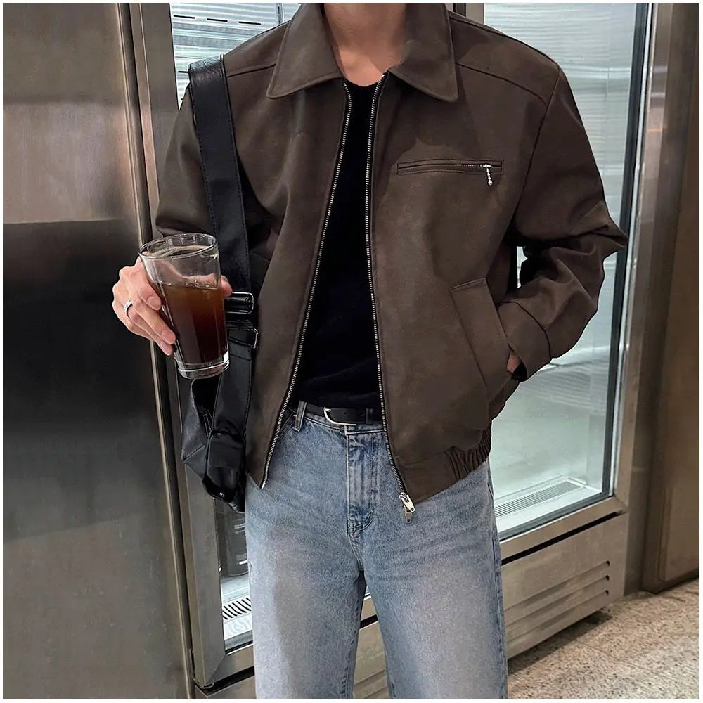 LOOSE FIT LAPEL LEATHER JACKET image 2