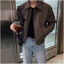 LOOSE FIT LAPEL LEATHER JACKET image 2