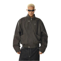 RETRO STAND COLLAR BOMBER JACKET