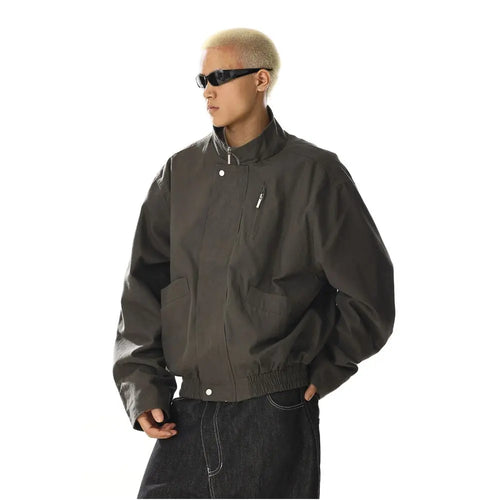 RETRO STAND COLLAR BOMBER JACKET image 2