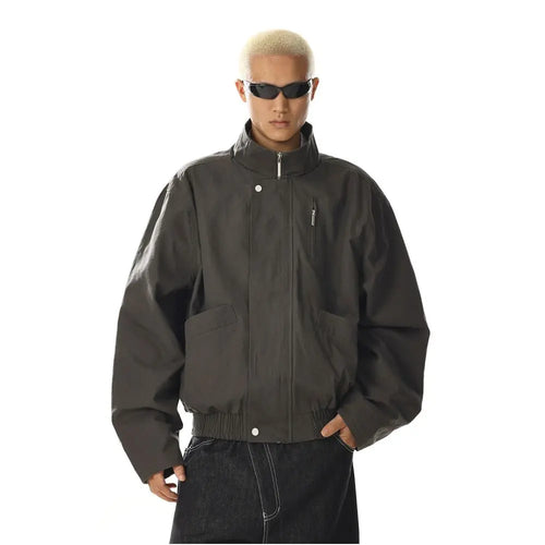 RETRO STAND COLLAR BOMBER JACKET image 3