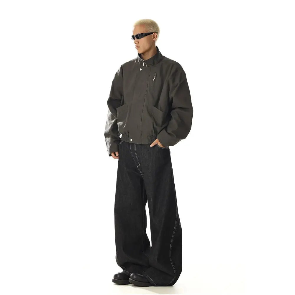 RETRO STAND COLLAR BOMBER JACKET image 5