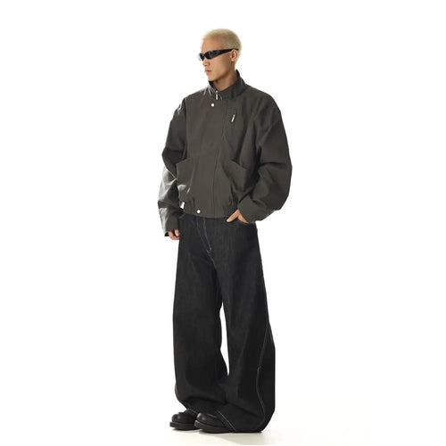 RETRO STAND COLLAR BOMBER JACKET image 5