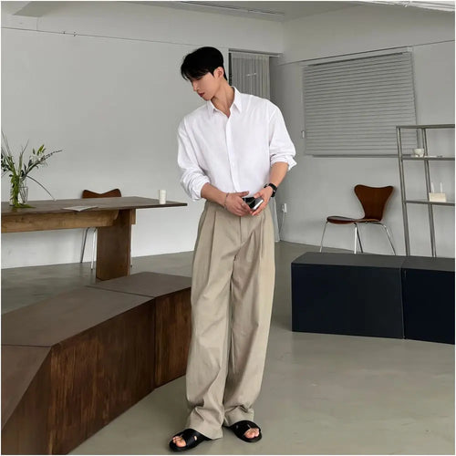 SIMPLE STRAIGHT LEG WIDE LEG TROUSERS image 5