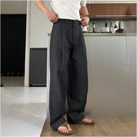 SIMPLE STRAIGHT LEG WIDE LEG TROUSERS