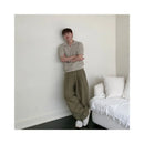 Black linen pleated casual pants for men lightweight and breathable for spring and summer versatile straight leg pants with a lazy and flowing style wide leg pants image 4