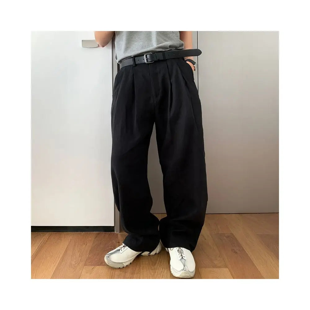 DRAPEY LINEN WIDE-LEG PANTS