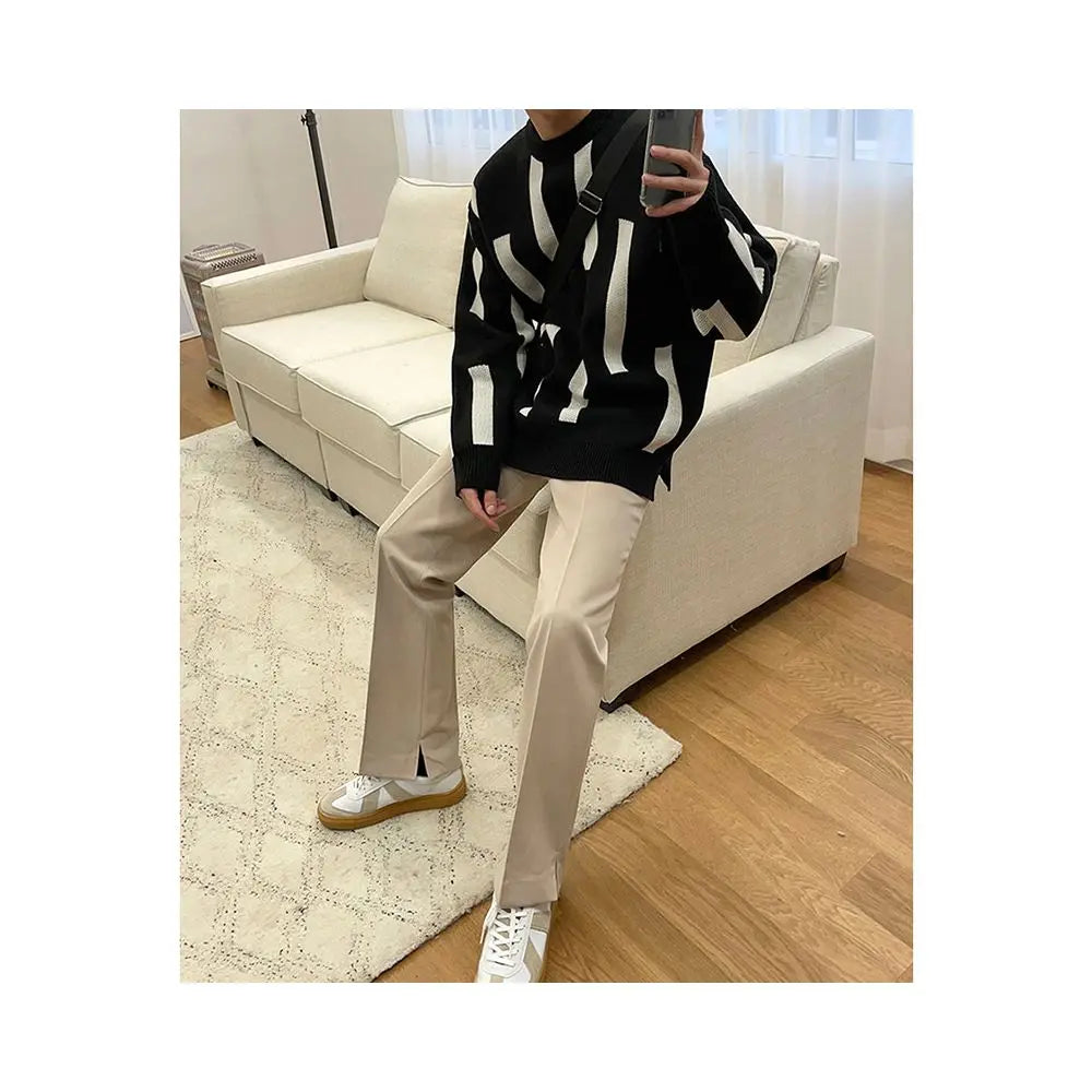 COLOR BLOCK CREW NECK KNIT SWEATER image 0