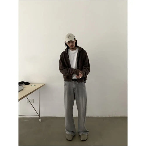 RETRO WASHED DISTRESSED CLEAN FIT TROUSERS image 2