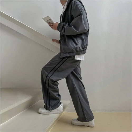 STRIPED CASUAL STRAIGHT LEG PANTS image 4