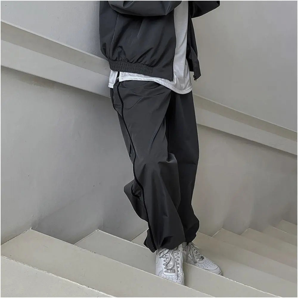 STRIPED CASUAL STRAIGHT LEG PANTS image 0