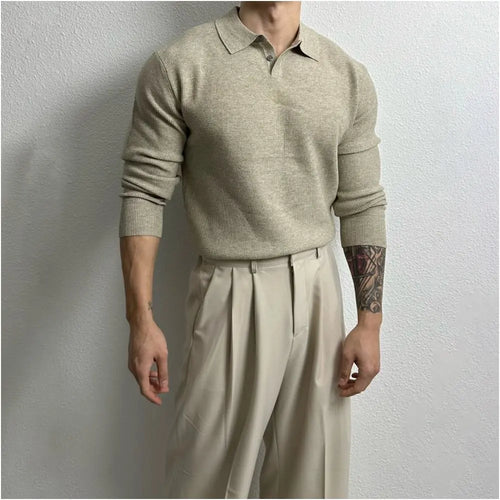 KNITTED LONG SLEEVE POLO SHIRT URBANCLANS