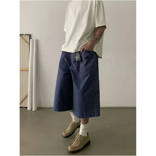 VINTAGE WASHED DISTRESSED BLUE CAPRI PANTS image 1