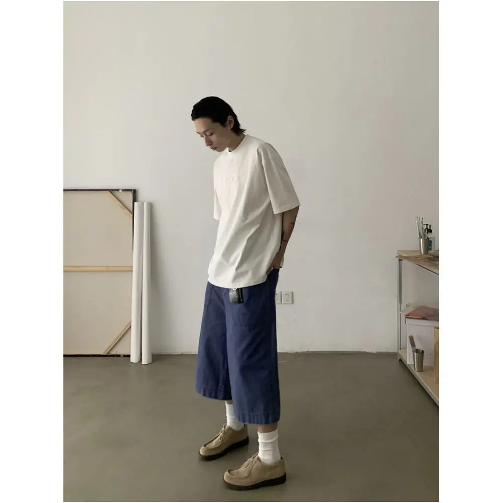 VINTAGE WASHED DISTRESSED BLUE CAPRI PANTS image 3
