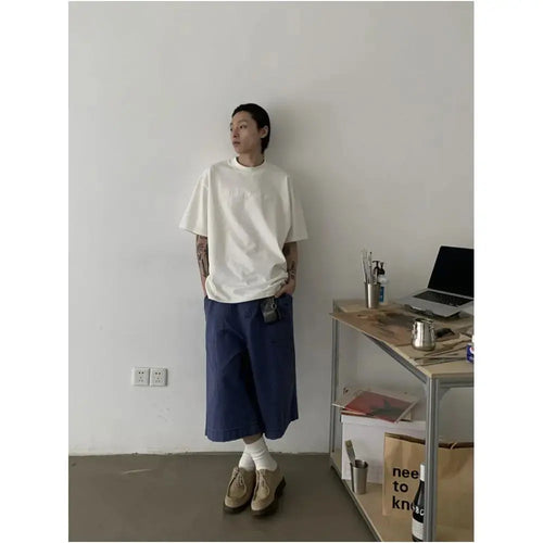 VINTAGE WASHED DISTRESSED BLUE CAPRI PANTS image 4