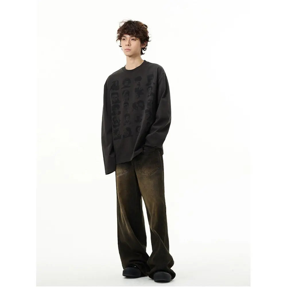 RETRO CHARACTER PRINT LOOSE LONG SLEEVE T SHIRT image 3