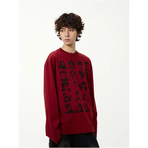 RETRO CHARACTER PRINT LOOSE LONG SLEEVE T SHIRT image 4