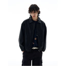 RETRO BLACK LAPEL LEATHER JACKET image 0