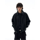 RETRO BLACK LAPEL LEATHER JACKET image 2