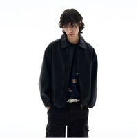 RETRO BLACK LAPEL LEATHER JACKET