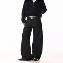 American retro raw color curved blade jeans unisex design niche and stylish loose and casual wide leg pants URBANCLANS