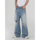 DISTRESSED WASHED RIPPED JEANS image 0