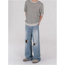 DISTRESSED WASHED RIPPED JEANS image 1