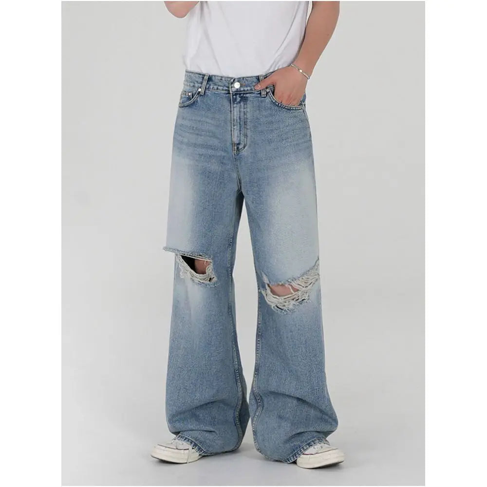 DISTRESSED WASHED RIPPED JEANS image 2