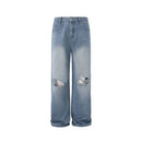 DISTRESSED WASHED RIPPED JEANS image 4