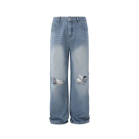 DISTRESSED WASHED RIPPED JEANS