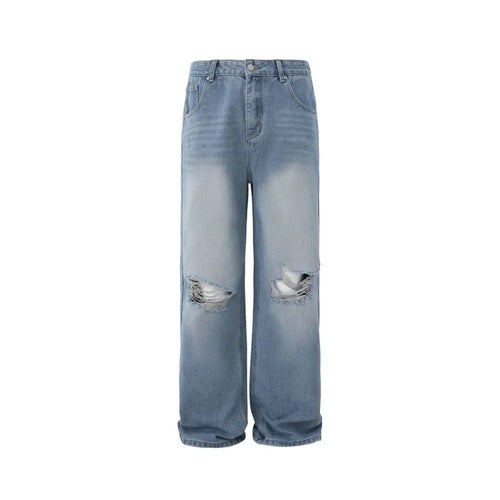 DISTRESSED WASHED RIPPED JEANS image 4