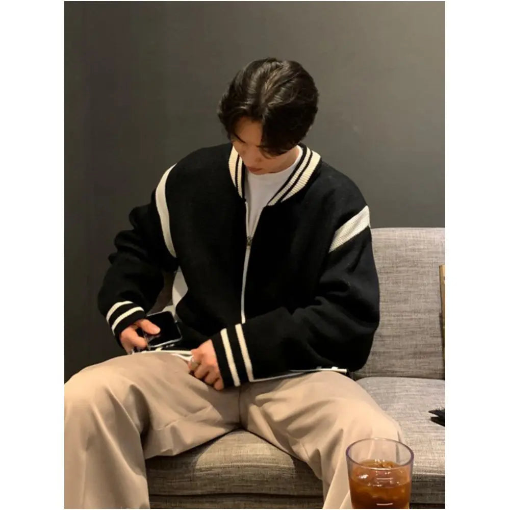 KNITTED STAND COLLAR BASEBALL JACKET image 3