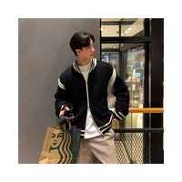 KNITTED STAND COLLAR BASEBALL JACKET