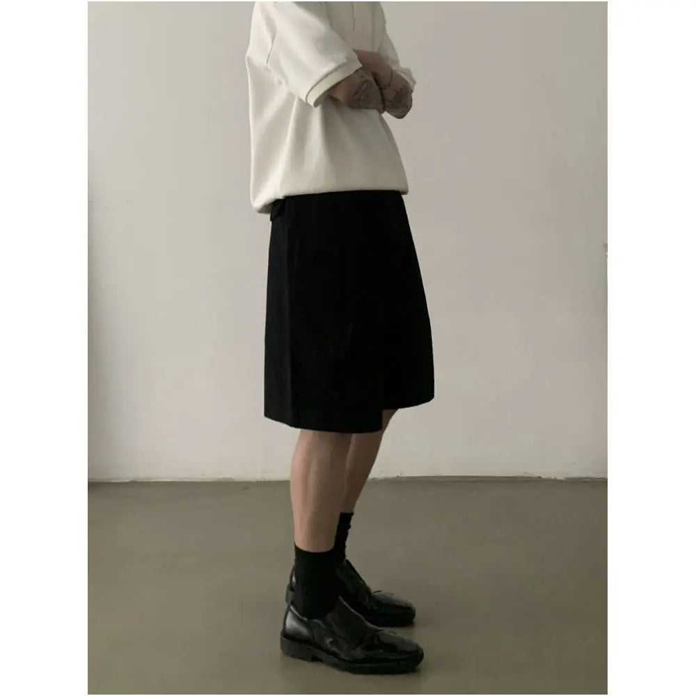RETRO MINIMALIST DOUBLE PLEATED CASUAL SHORTS image 1