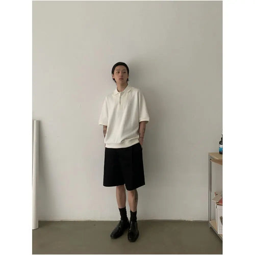 RETRO MINIMALIST DOUBLE PLEATED CASUAL SHORTS image 3