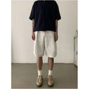 RETRO MINIMALIST DOUBLE PLEATED CASUAL SHORTS image 4