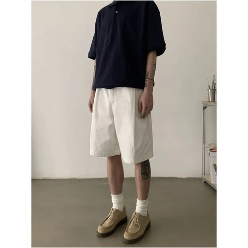 RETRO MINIMALIST DOUBLE PLEATED CASUAL SHORTS URBANCLANS