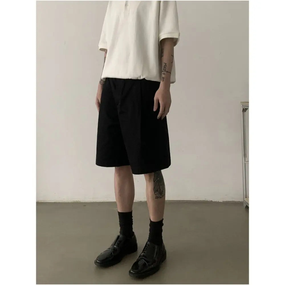 RETRO MINIMALIST DOUBLE PLEATED CASUAL SHORTS URBANCLANS