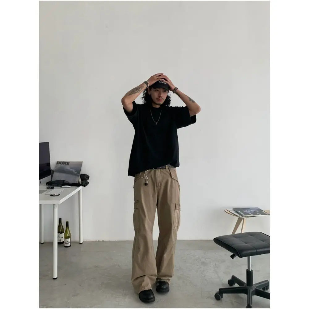 RETRO LOOSE STRAIGHT LEG PARATROOPER PANTS image 1